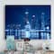 Designart - Blue Chicago Skyline Night - Cityscape Photo Canvas Print